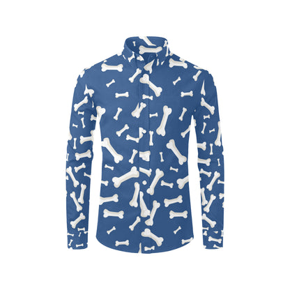 Dog Bone Pattern Print Design 03 Men's Long Sleeve Shirt