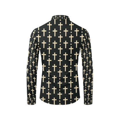 Cross Pattern Print Design 03 Men's Long Sleeve Shirt