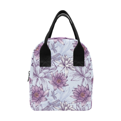 Water Lily Pattern Print Design WL01 Insulated Lunch Bag