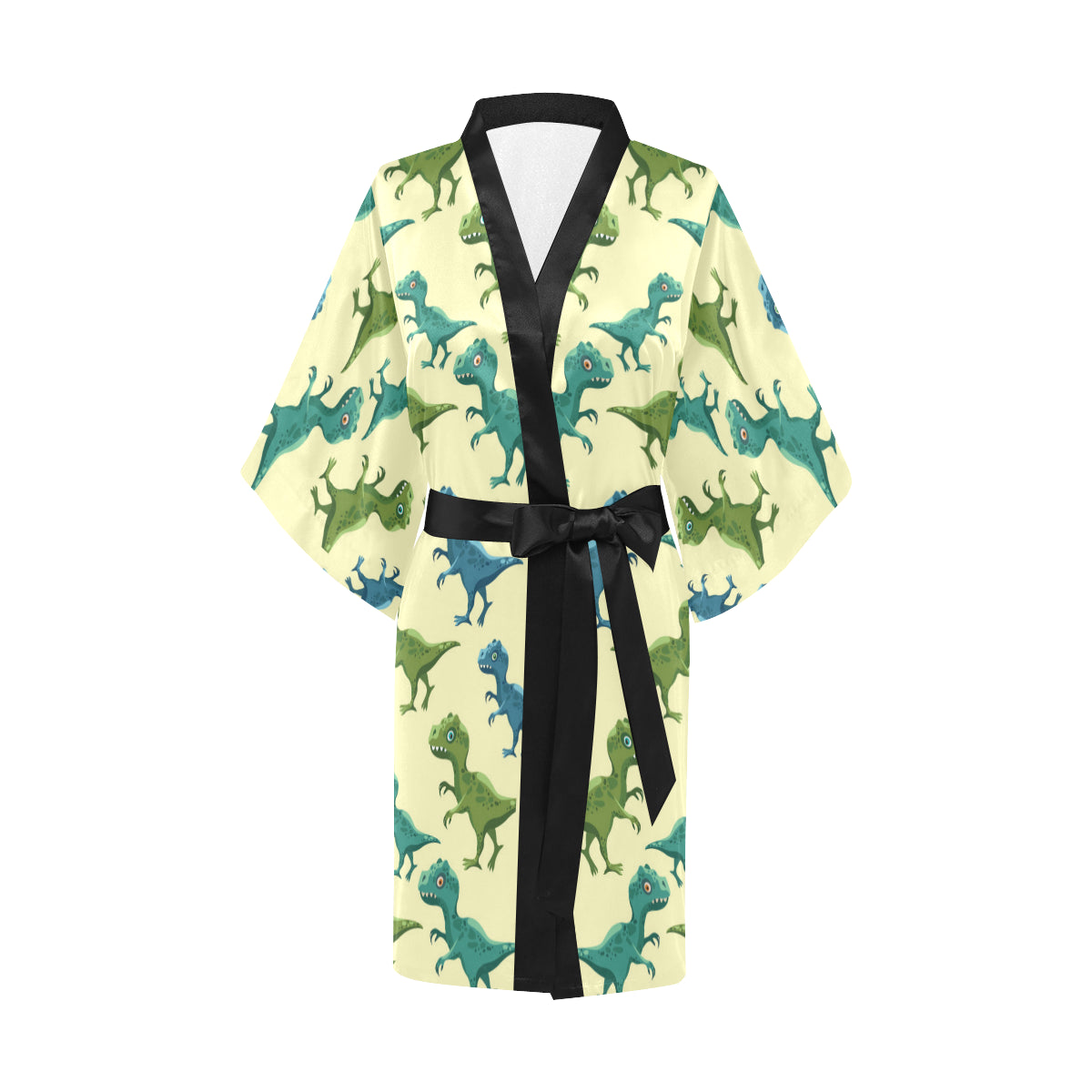 T Rex Pattern Print Design A04 Women's Short Kimono