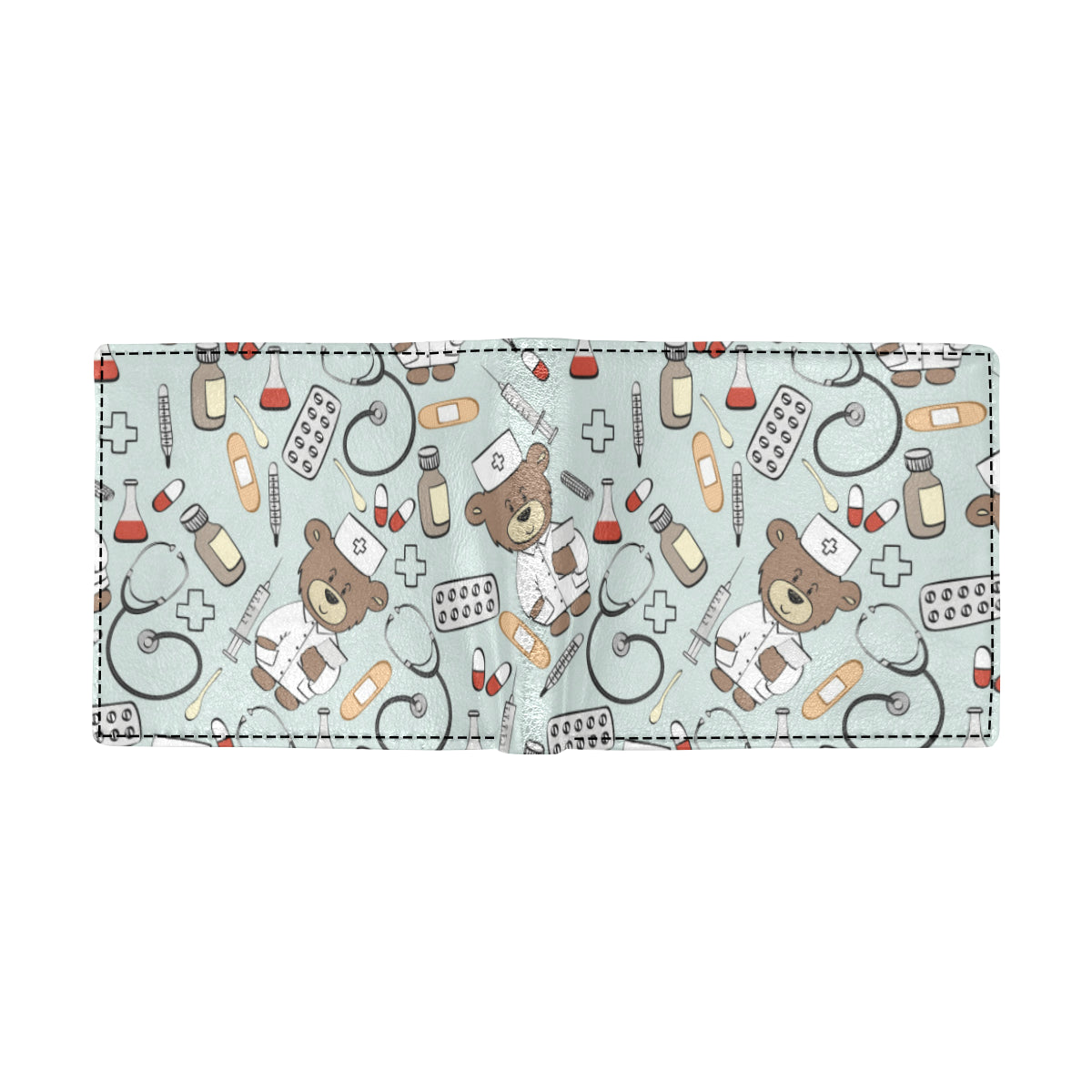 Nurse Bear Pattern Print Design A01 Men's ID Card Wallet