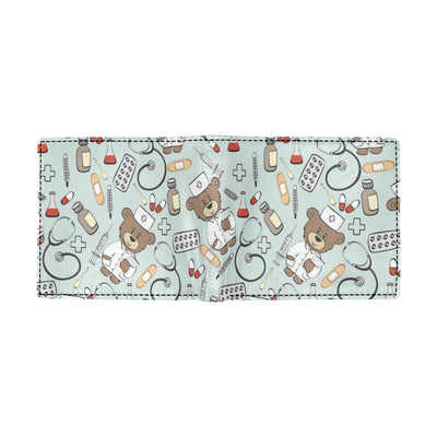 Nurse Bear Pattern Print Design A01 Men's ID Card Wallet