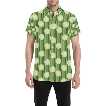 Cucumber Pattern Print Design CC03 Men's Short Sleeve Button Up Shirt