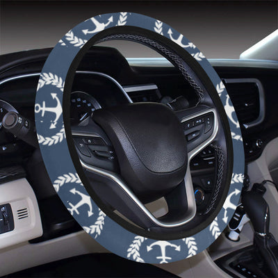 Anchor Pattern Print Design 04 Steering Wheel Cover with Elastic Edge