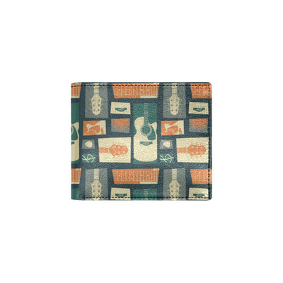 Acoustic Guitar Pattern Print Design 02 Men's ID Card Wallet