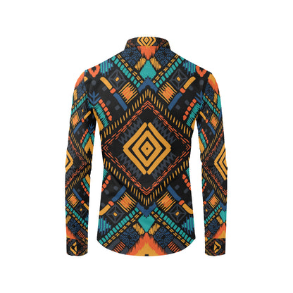 Kente Pattern Print Design 05 Men's Long Sleeve Shirt
