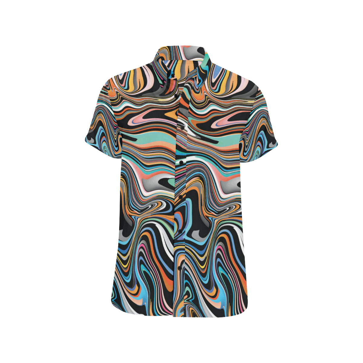 Liquid Pattern Print Design 02 Men's Short Sleeve Button Up Shirt