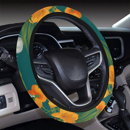 Amaryllis Pattern Print Design AL06 Steering Wheel Cover with Elastic Edge