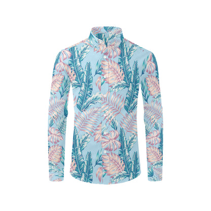 Tropical Flower Pattern Print Design TF01 Men's Long Sleeve Shirt