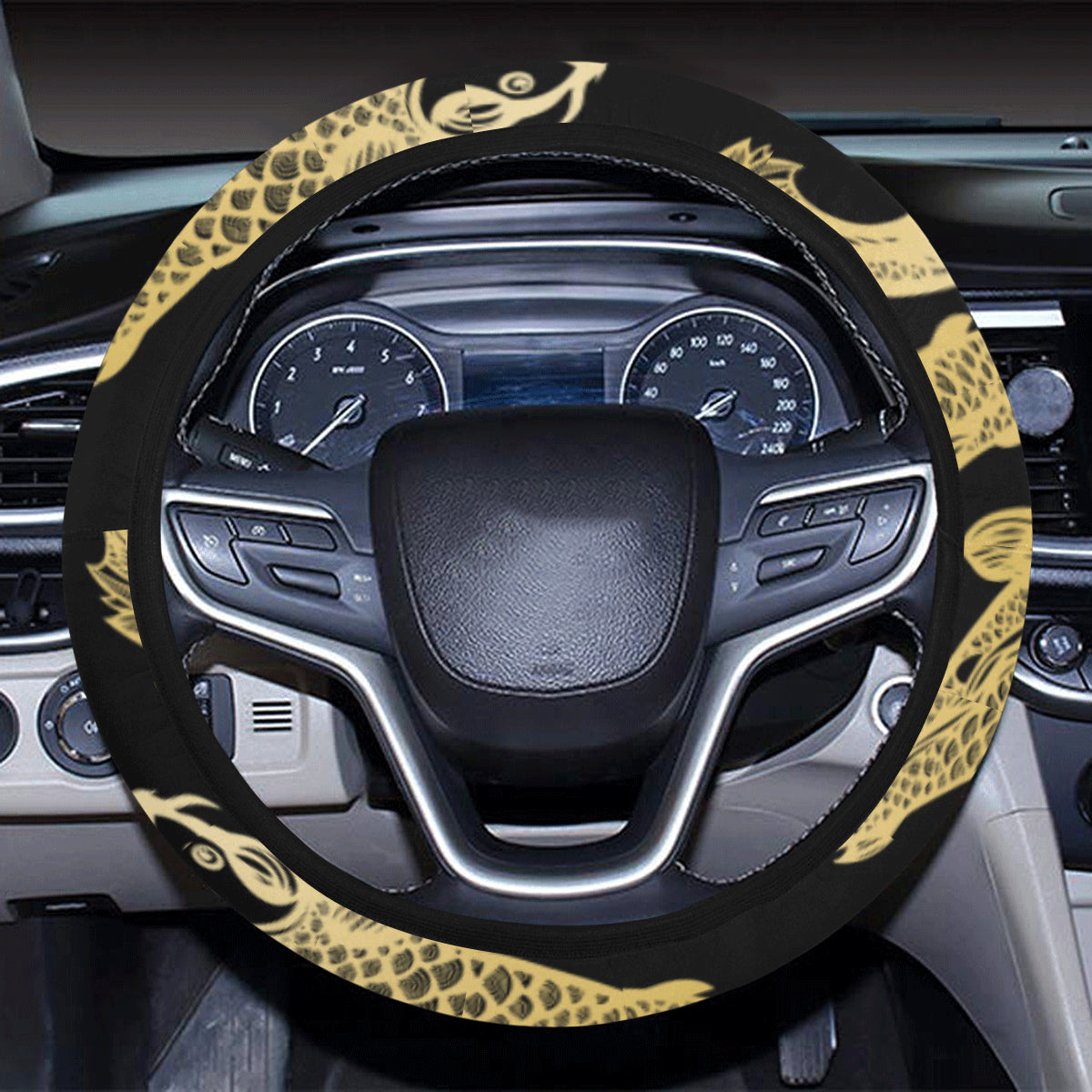 KOI Fish Pattern Print Design 03 Steering Wheel Cover with Elastic Edge