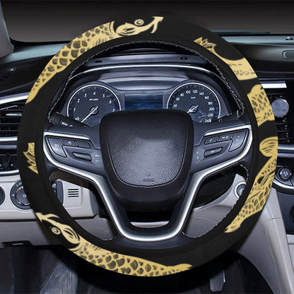 KOI Fish Pattern Print Design 03 Steering Wheel Cover with Elastic Edge