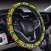 African Zip Zag Print Pattern Steering Wheel Cover with Elastic Edge