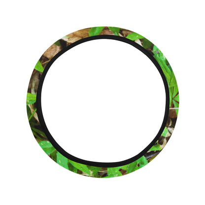 Camouflage Realistic Tree Fresh Print Steering Wheel Cover with Elastic Edge