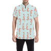 SeaHorse Pattern Print Design 01 Men's Short Sleeve Button Up Shirt