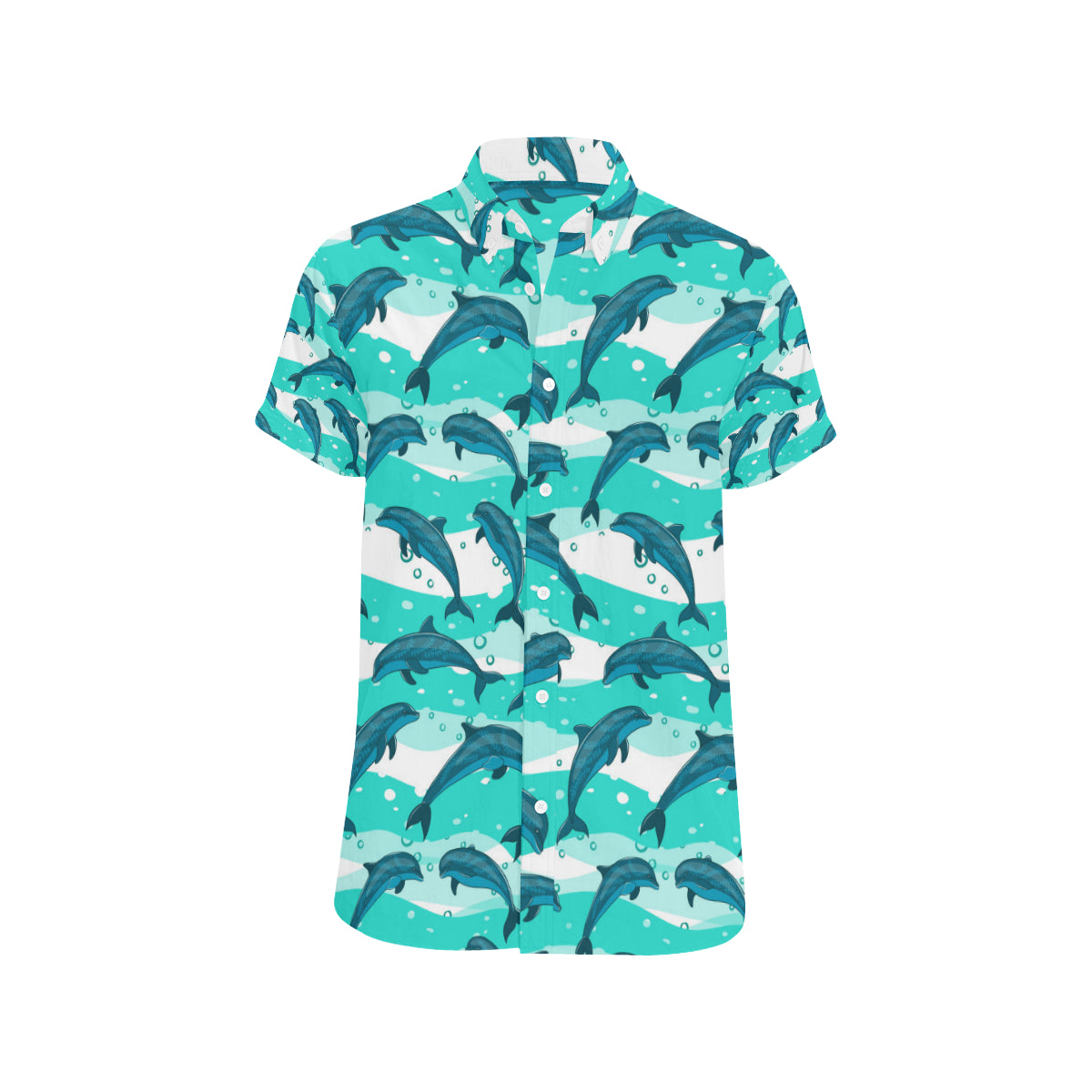 Dolphin Design Print Pattern Men's Short Sleeve Button Up Shirt