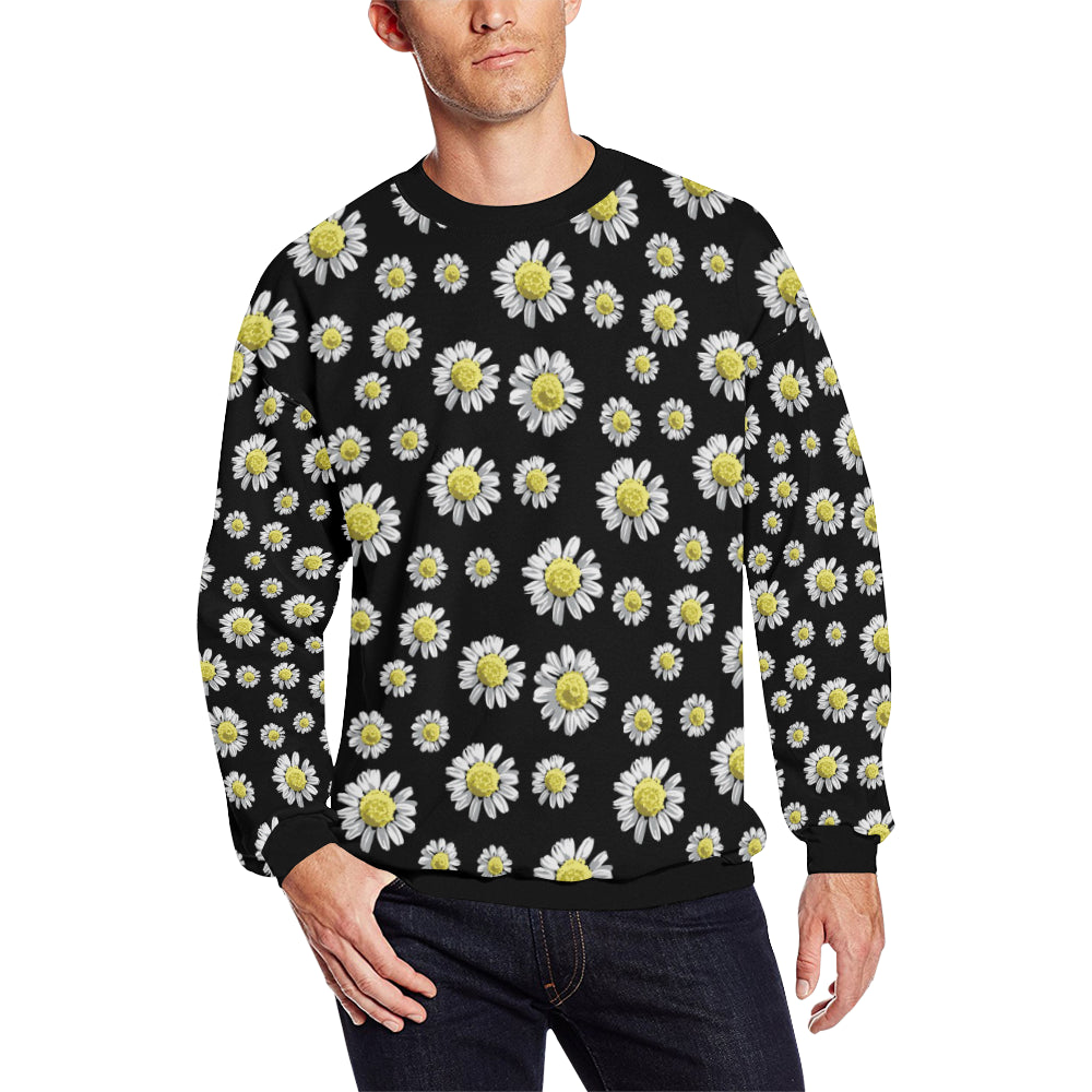 Daisy Pattern Print Design DS01 Men Long Sleeve Sweatshirt