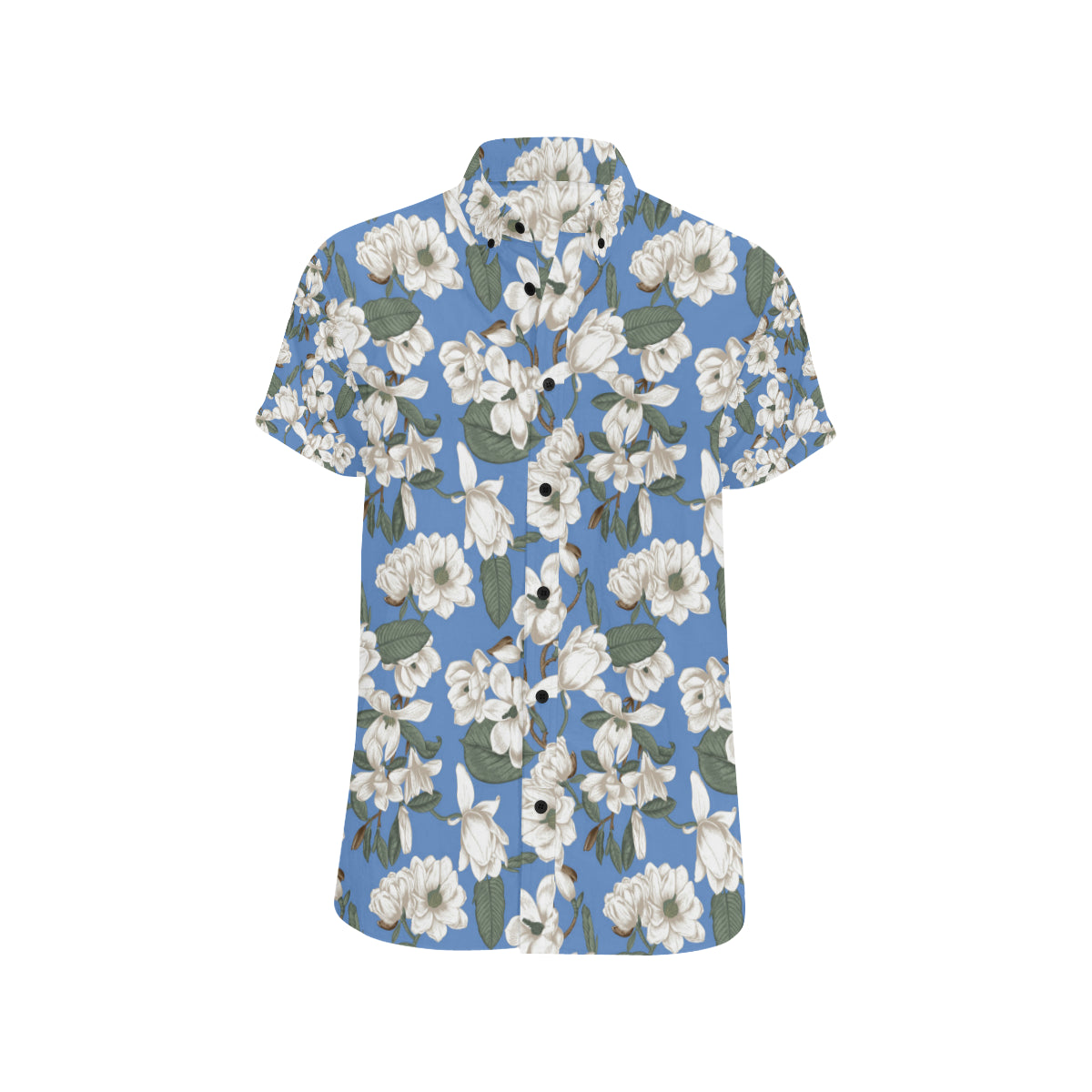Magnolia Pattern Print Design 01 Men's Short Sleeve Button Up Shirt