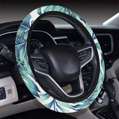 Pattern Tropical Palm Leaves Steering Wheel Cover with Elastic Edge