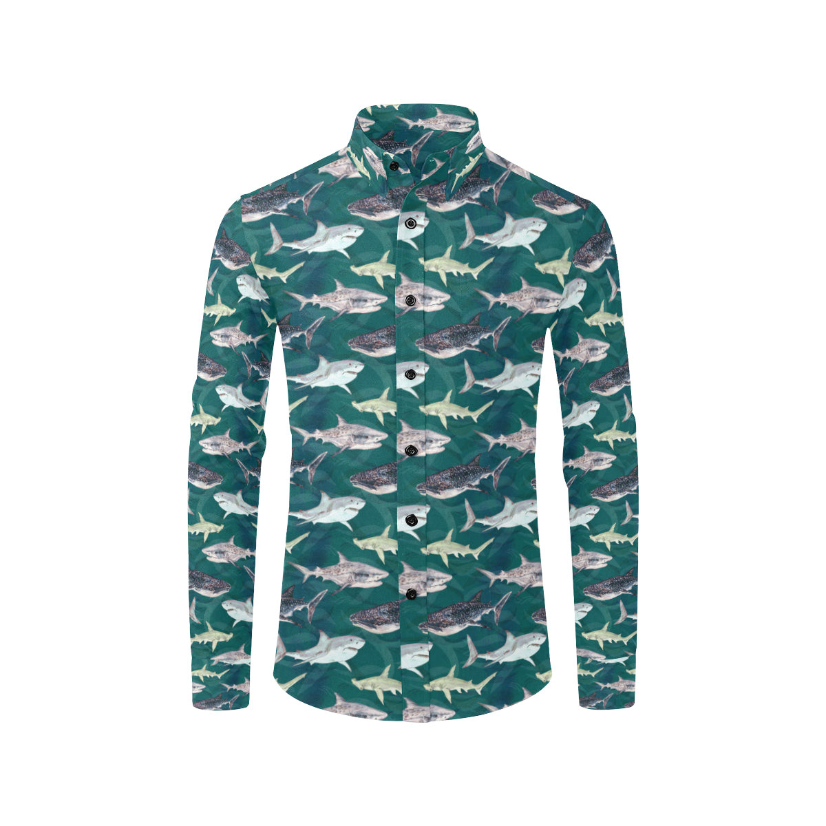 Shark Style Print Men's Long Sleeve Shirt