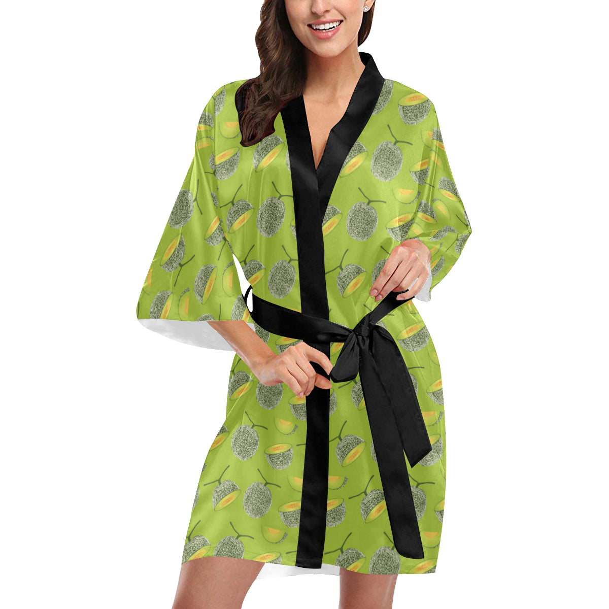 Cantaloupe Pattern Print Design 03 Women's Short Kimono