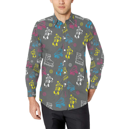 Roller skate Pattern Print Design A02 Men's Long Sleeve Shirt