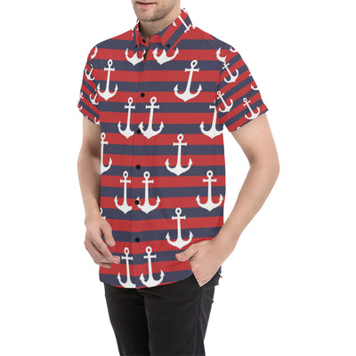 Nautical Pattern Print Design A05 Men's Short Sleeve Button Up Shirt