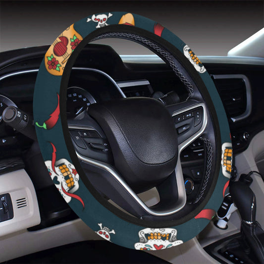 sugar skull Mexican Steering Wheel Cover with Elastic Edge
