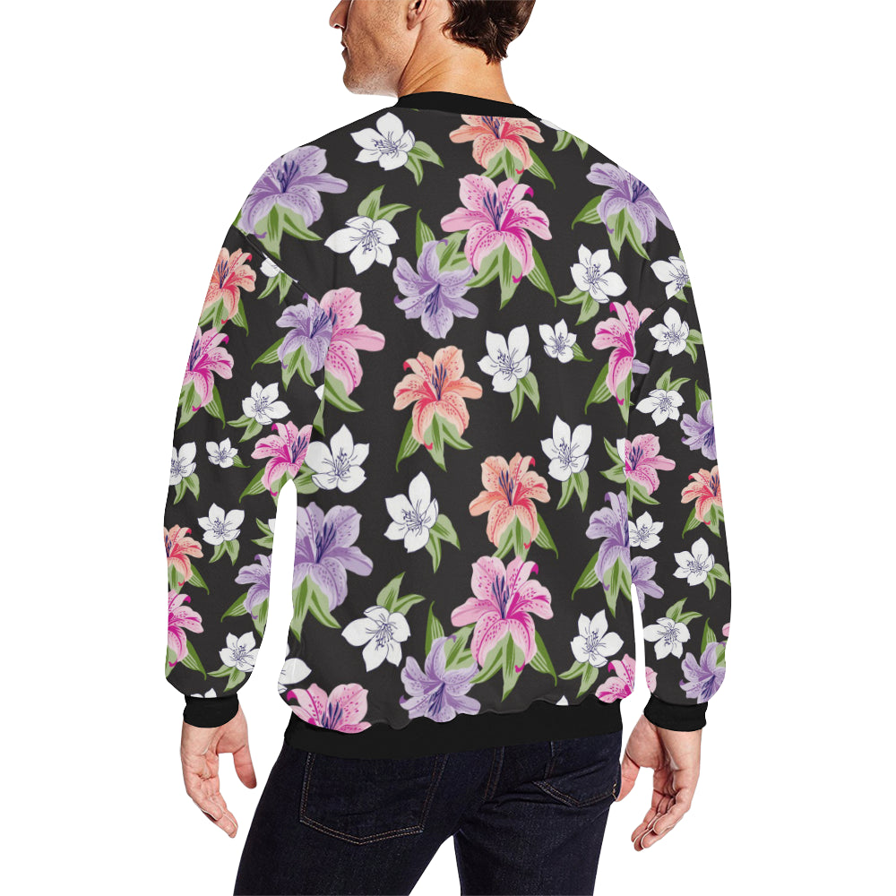 Lily Pattern Print Design LY02 Men Long Sleeve Sweatshirt