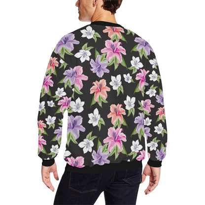 Lily Pattern Print Design LY02 Men Long Sleeve Sweatshirt