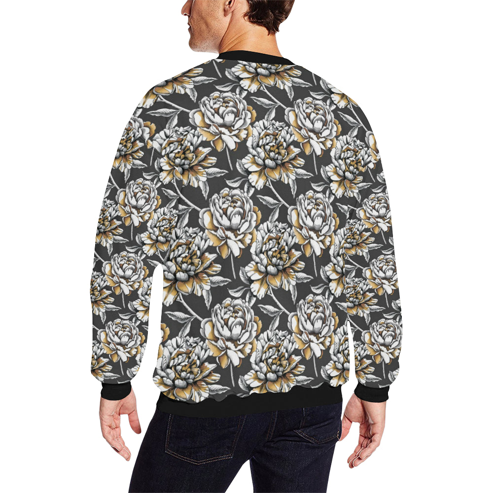 Peony Pattern Print Design PE06 Men Long Sleeve Sweatshirt