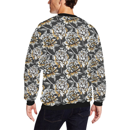 Peony Pattern Print Design PE06 Men Long Sleeve Sweatshirt
