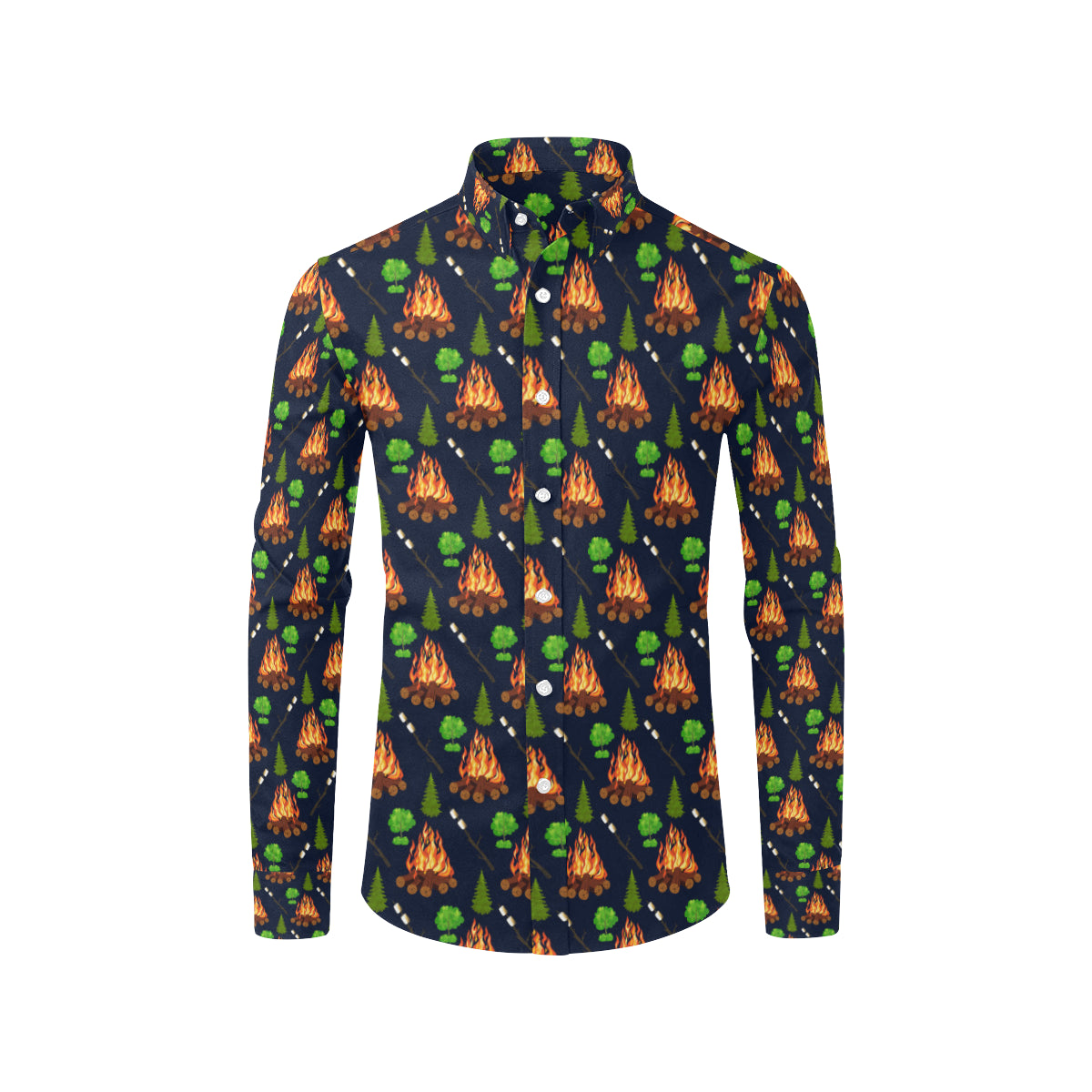 Camfire marshmallow Camping Design Print Men's Long Sleeve Shirt