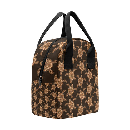 Tribal Sea Turtle Pattern Print Design T09 Insulated Lunch Bag