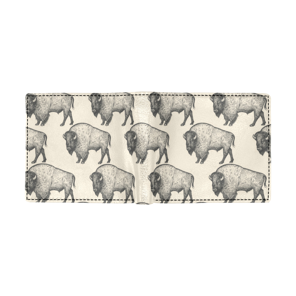 Bison Pattern Print Design 02 Men's ID Card Wallet