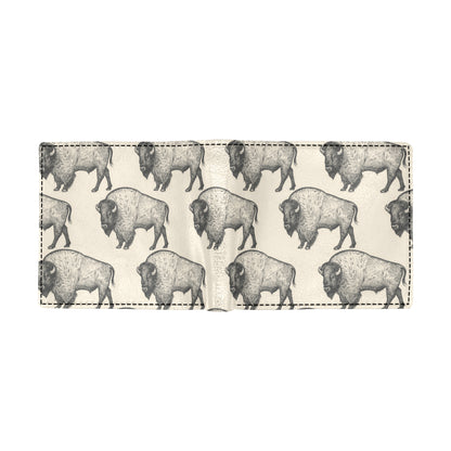 Bison Pattern Print Design 02 Men's ID Card Wallet