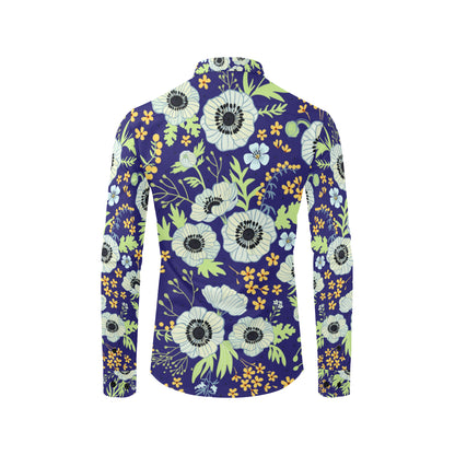 Anemone Pattern Print Design AM06 Men's Long Sleeve Shirt