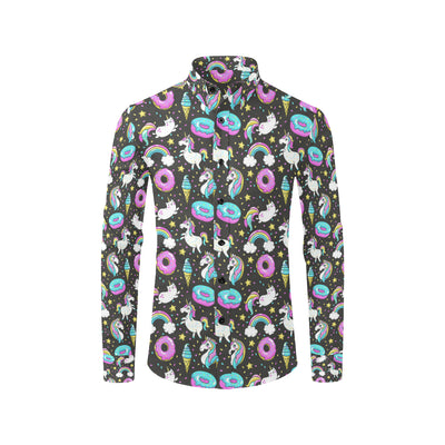 Donut Unicorn Pattern Print Design DN09 Men's Long Sleeve Shirt