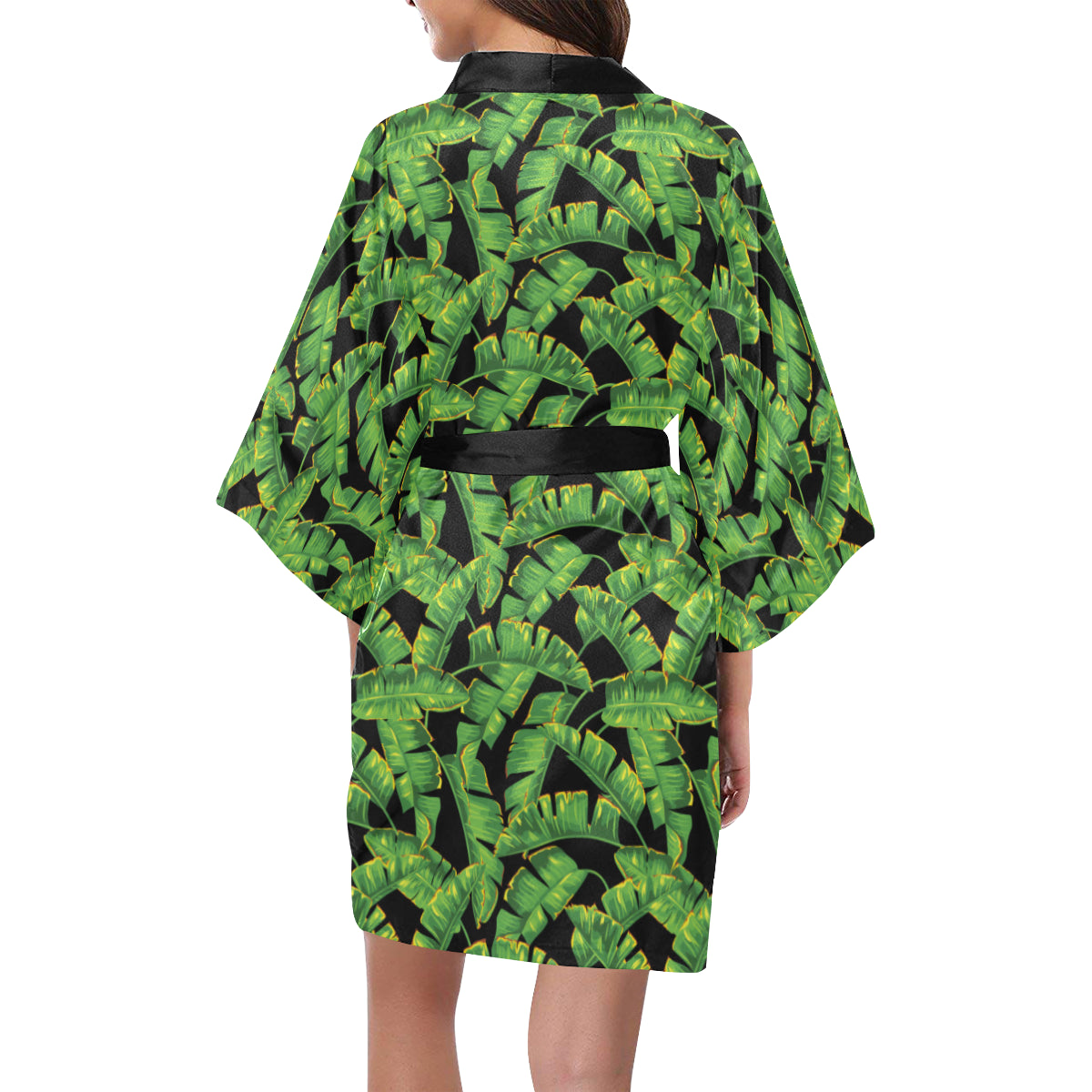 Banana Leaf Pattern Print Design 03 Women's Short Kimono