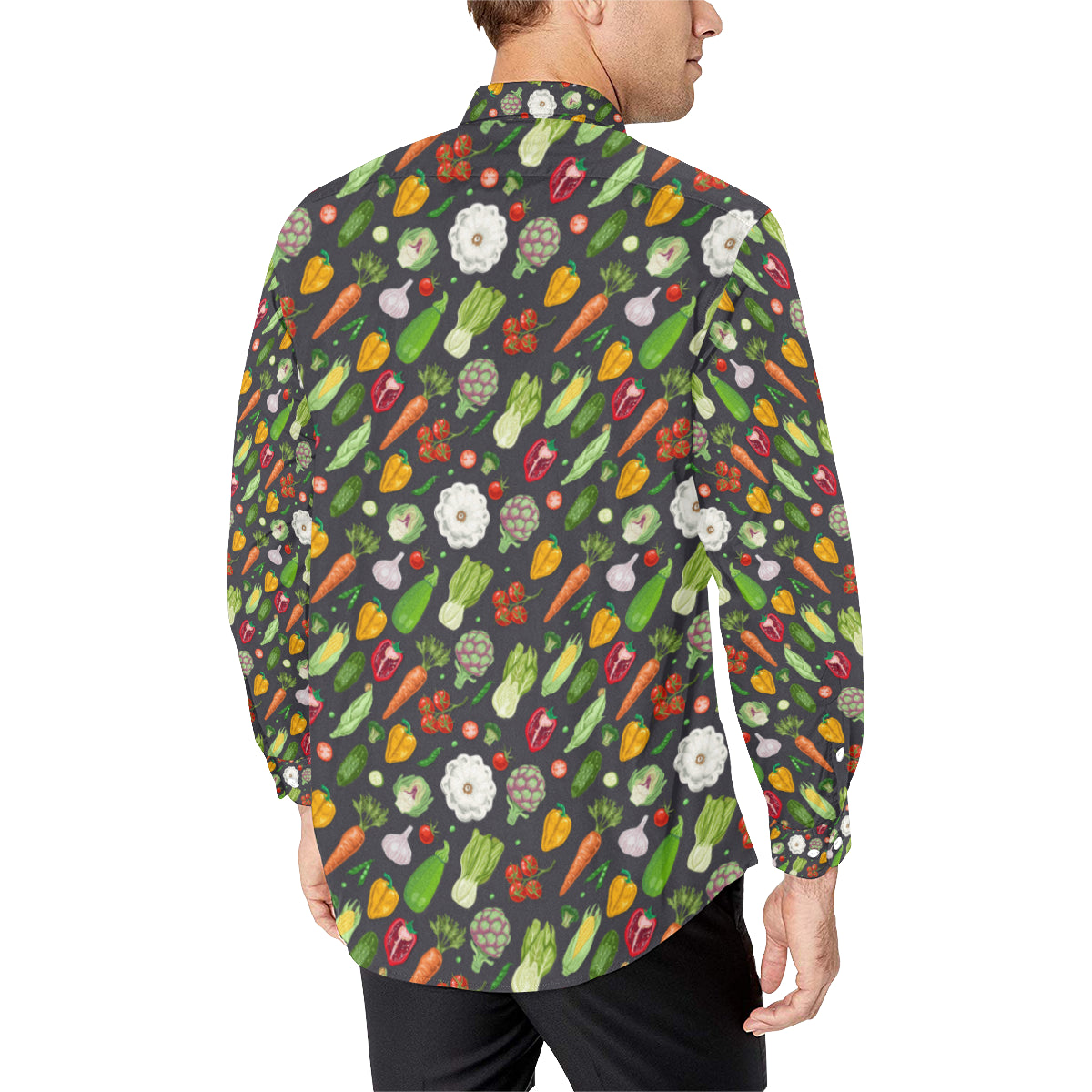 Vegan Pattern Themed Design Print Men's Long Sleeve Shirt