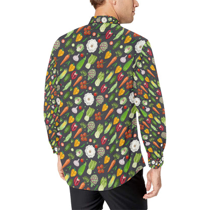 Vegan Pattern Themed Design Print Men's Long Sleeve Shirt