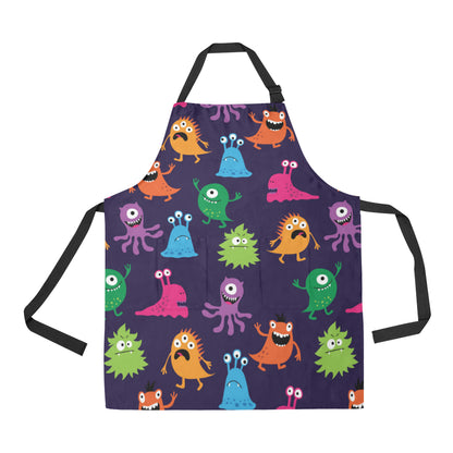 Monster Cartoon Pattern Print Design 02 Apron with Pocket