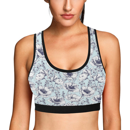 Anemone Pattern Print Design 02 Sports Bra