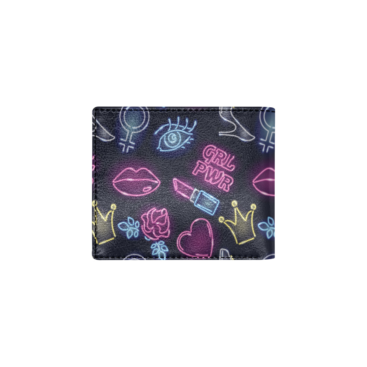 Lipstick Neon Pattern Print Design 02 Men's ID Card Wallet