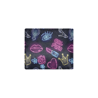 Lipstick Neon Pattern Print Design 02 Men's ID Card Wallet