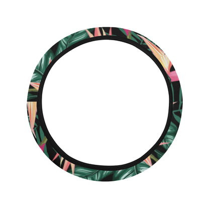 Bird Of Paradise Pattern Print Design BOP03 Steering Wheel Cover with Elastic Edge