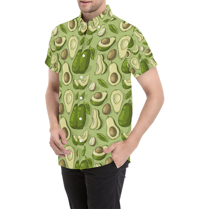 Avocado Pattern Print Design AC03 Men's Short Sleeve Button Up Shirt