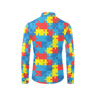 Autism Awareness Design Themed Print Men's Long Sleeve Shirt