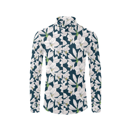 Amaryllis Pattern Print Design AL02 Men's Long Sleeve Shirt