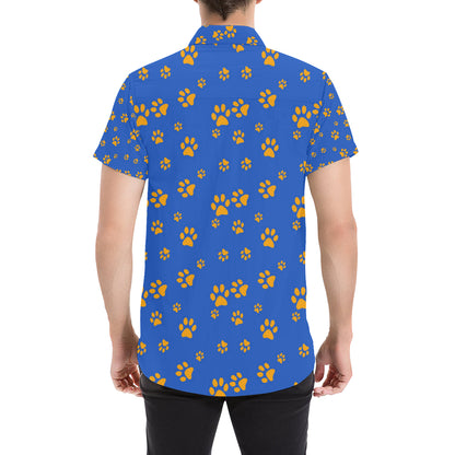 Paw Pattern Print Design A03 Men's Short Sleeve Button Up Shirt