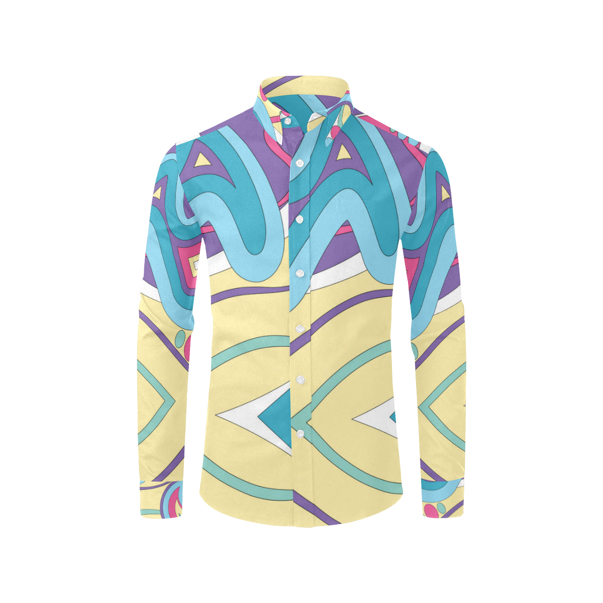 Funky Retro Pattern Print Design A01 Men's Long Sleeve Shirt
